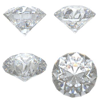 4 Diamonds set on white background - clipping path