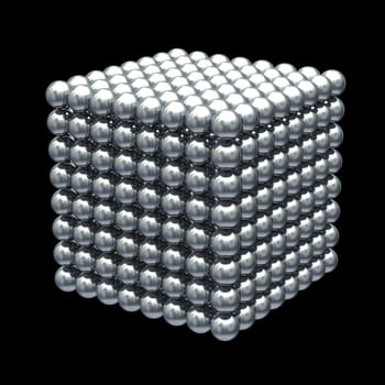 Magnetic metal balls cube - clipping path