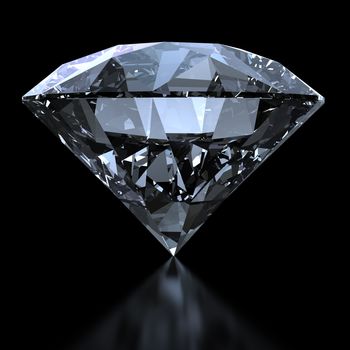 Shiny diamond on black background with clipping path