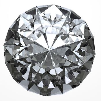 Round diamond from top side isolated on white background with clipping path