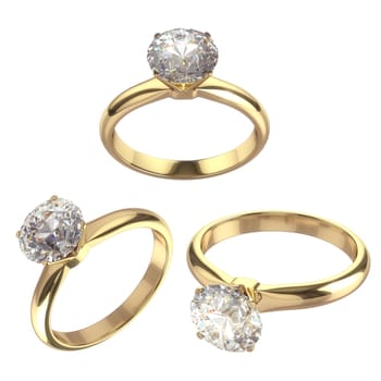 Diamond ring set with clipping path on white background

