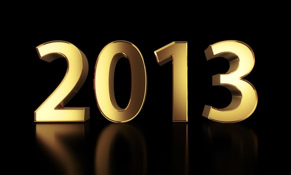 Golden 2013 year isolated with clipping path