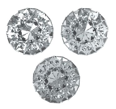 Set of diamonds on white BG - isolated with clipping path