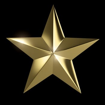 Golden star  isolated with clipping path on black background