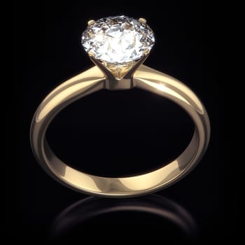Diamond ring - isolated on black background with clipping path
