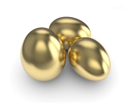 Golden Eggs isolated with clipping path
