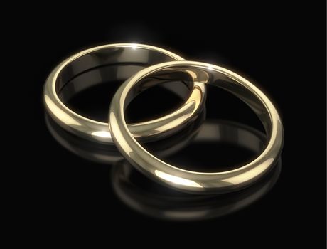 Wedding golden rings - isolated with clipping path