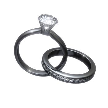 Diamond wedding rings - isolated with clipping path