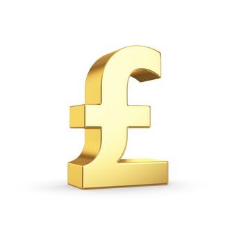 Golden currency symbol isolated on white with clipping path