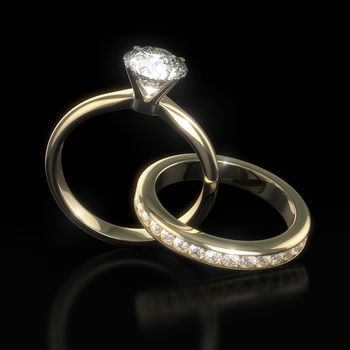 Diamond wedding rings - isolated with clipping path