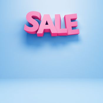 big 3D red SALE word on wall