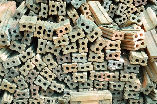 stack of clay brick in construction yard