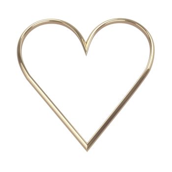 golden heart isolated on white with clipping path