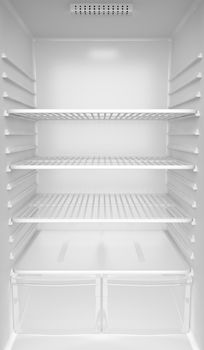 Inside of an empty white fridge