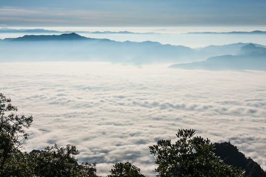 Sunrise view point from Doi Chiang Dao mountain, Chiang mai, Thailand.