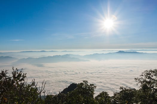 Sunrise view point from Doi Chiang Dao mountain, Chiang mai, Thailand.