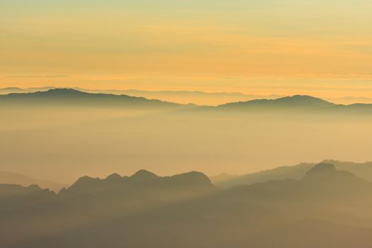 Sunrise view point from Doi Chiang Dao mountain, Chiang mai, Thailand.