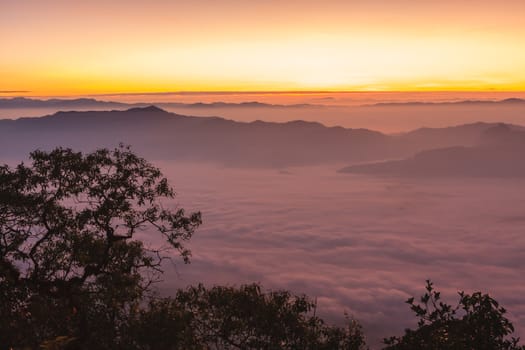 Sunrise view point from Doi Chiang Dao mountain, Chiang mai, Thailand.