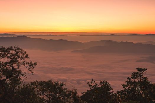 Sunrise view point from Doi Chiang Dao mountain, Chiang mai, Thailand.