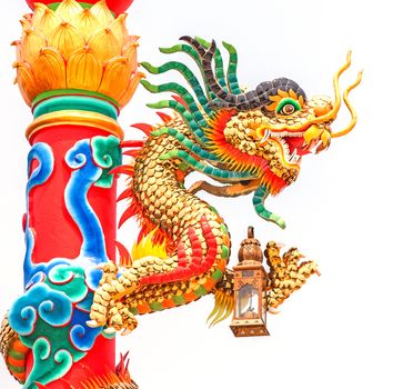 colorful dragon statue on china temple