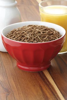 Delicious and nutritious cereal, high in bran, high in fiber, served in a beautiful  French Cafe au Lait Bowl with wide rims. In place of handles. This healthy bran cereal will be an aid to digestive health.