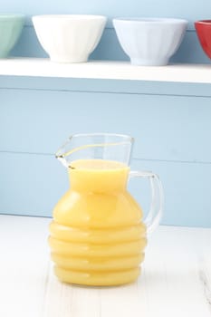 Fresh squeezed orange juice made by extraction from the most sweet and delicious fresh fruit.