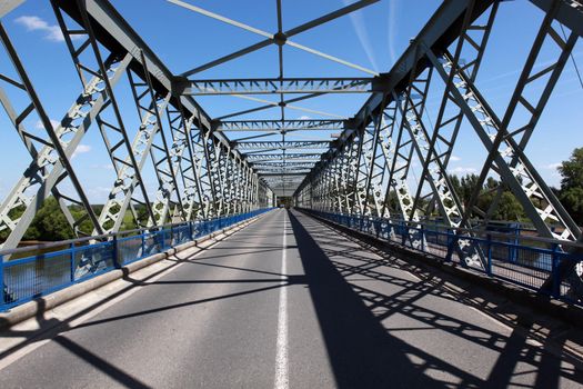 Metal road bridge