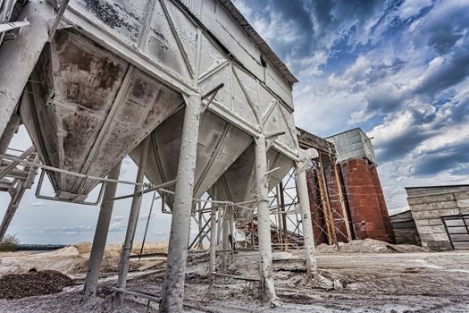 industrial container at the plant for the production of building mixtures