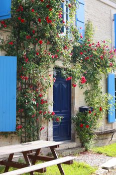 Pretty house covered in flowers