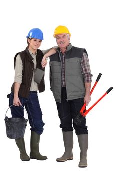 Father and daughter construction team