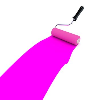 A Colourful 3d Rendered Purple Paint Roller