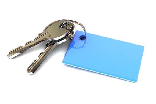 A Colourful 3d Rendered Keys with a Blank Blue Keyring