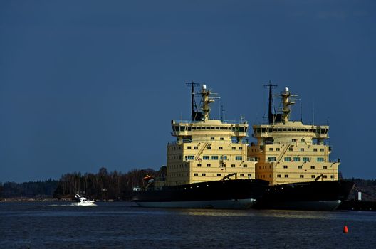 Icebreakers in the port of Helsinki. Finland.