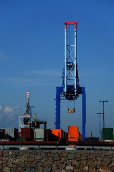 dock cranes in the port of Helsinki. Finland.