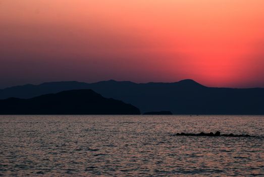 Sunset on the island of Crete. Chania.
