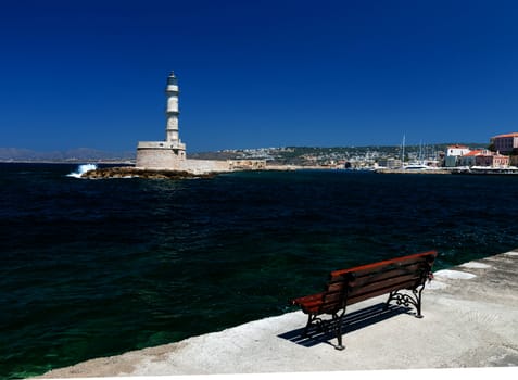 lighthouse in the city of Chania. Crete. Greece.