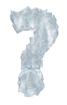 frozen question mark on white background - 3d illustration