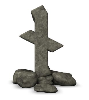 stone rune on white background - 3d illustration