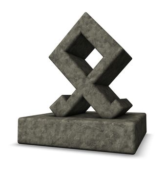 stone rune on white background - 3d illustration