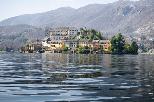 San Giulio island on Lake Orta in northern Italy, lakes district