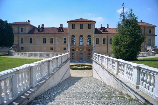 The Villa della Regina (Queen's Villa) in Turin, Italy, seen from the garden's stairs and terrace