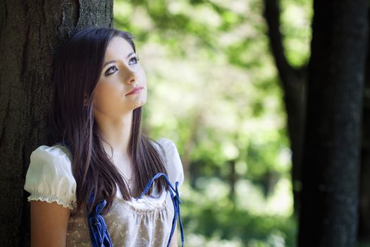 a close up portrait of a brunette beautiful girl 