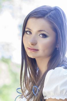 a close up portrait of a brunette beautiful girl 