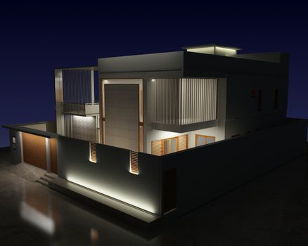 3D exterior residential side view
