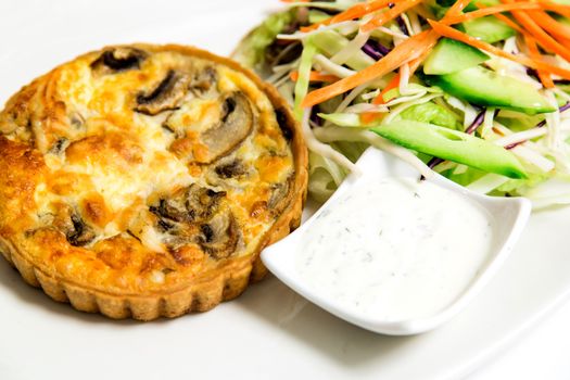 Pie with chopped vegetable and mayonnaise
