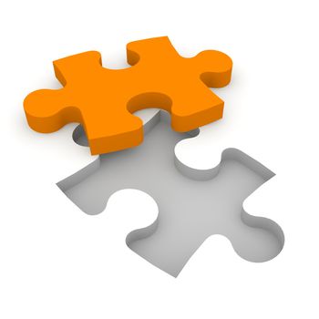 The characters carry a puzzle piece to the appropriate gap.