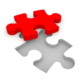 The characters carry a puzzle piece to the appropriate gap.