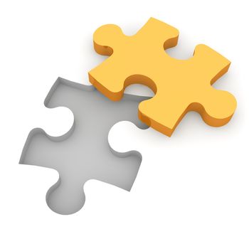 The characters carry a puzzle piece to the appropriate gap.