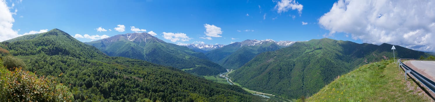 Beautiful mountain landscape, Caucasus, Russia. View of the Big Caucasian ridge
