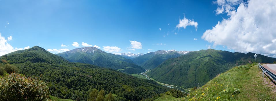 Beautiful mountain landscape, Caucasus, Russia. View of the Big Caucasian ridge